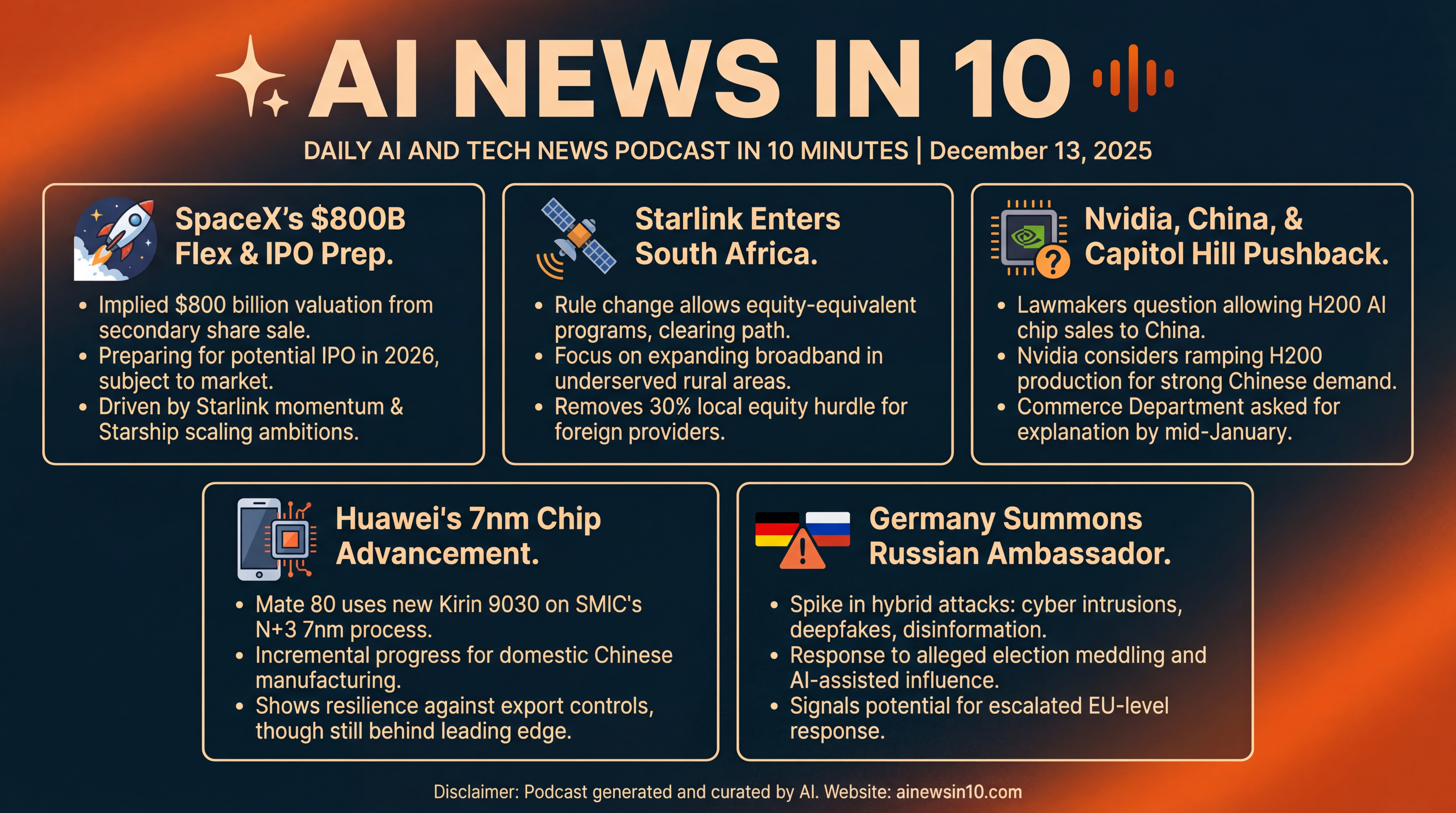Infographic for SpaceX’s $800B Flex, Starlink Enters South Africa