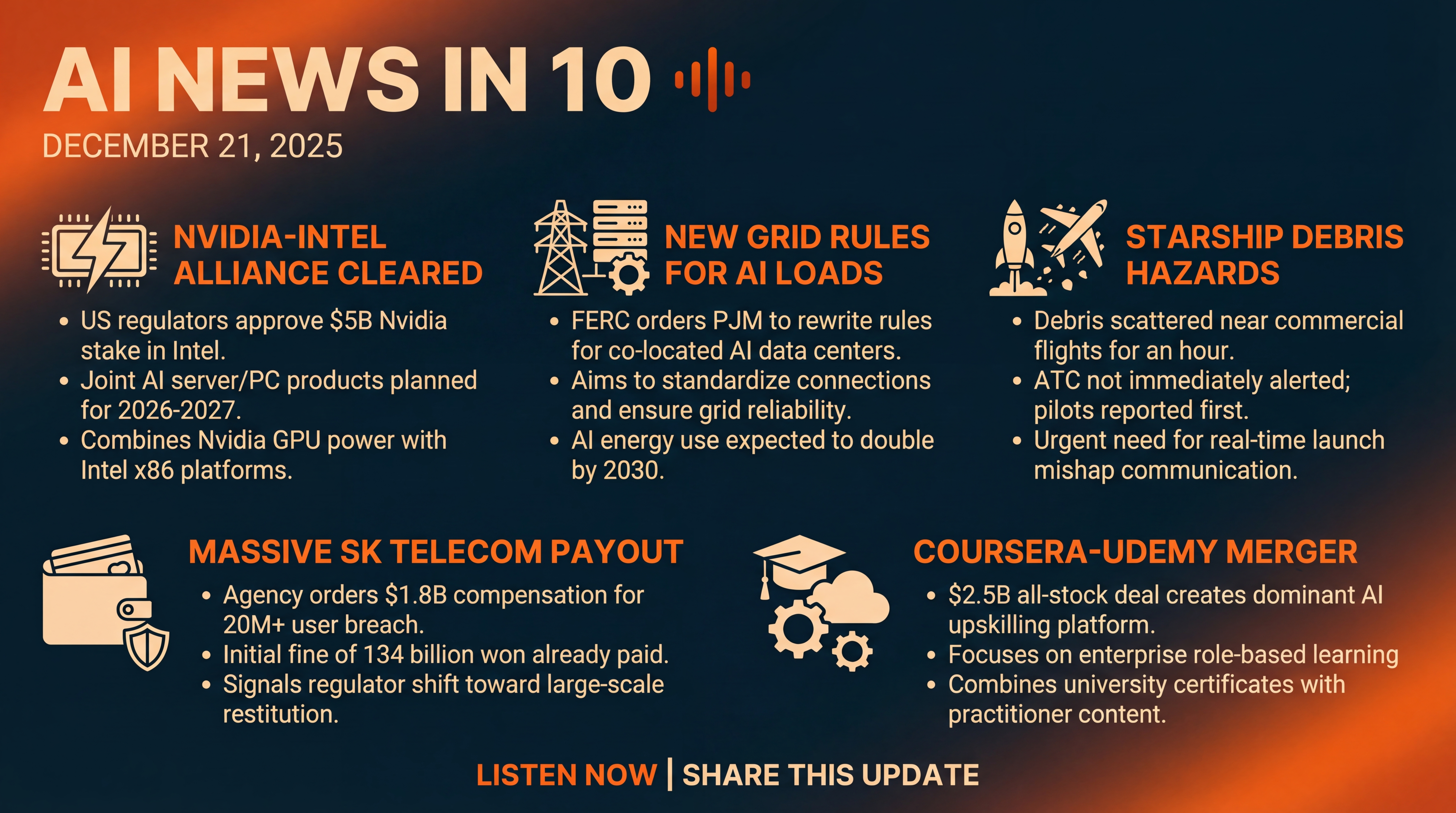 Infographic for Nvidia–Intel, New Grid Rules, and AI Skills