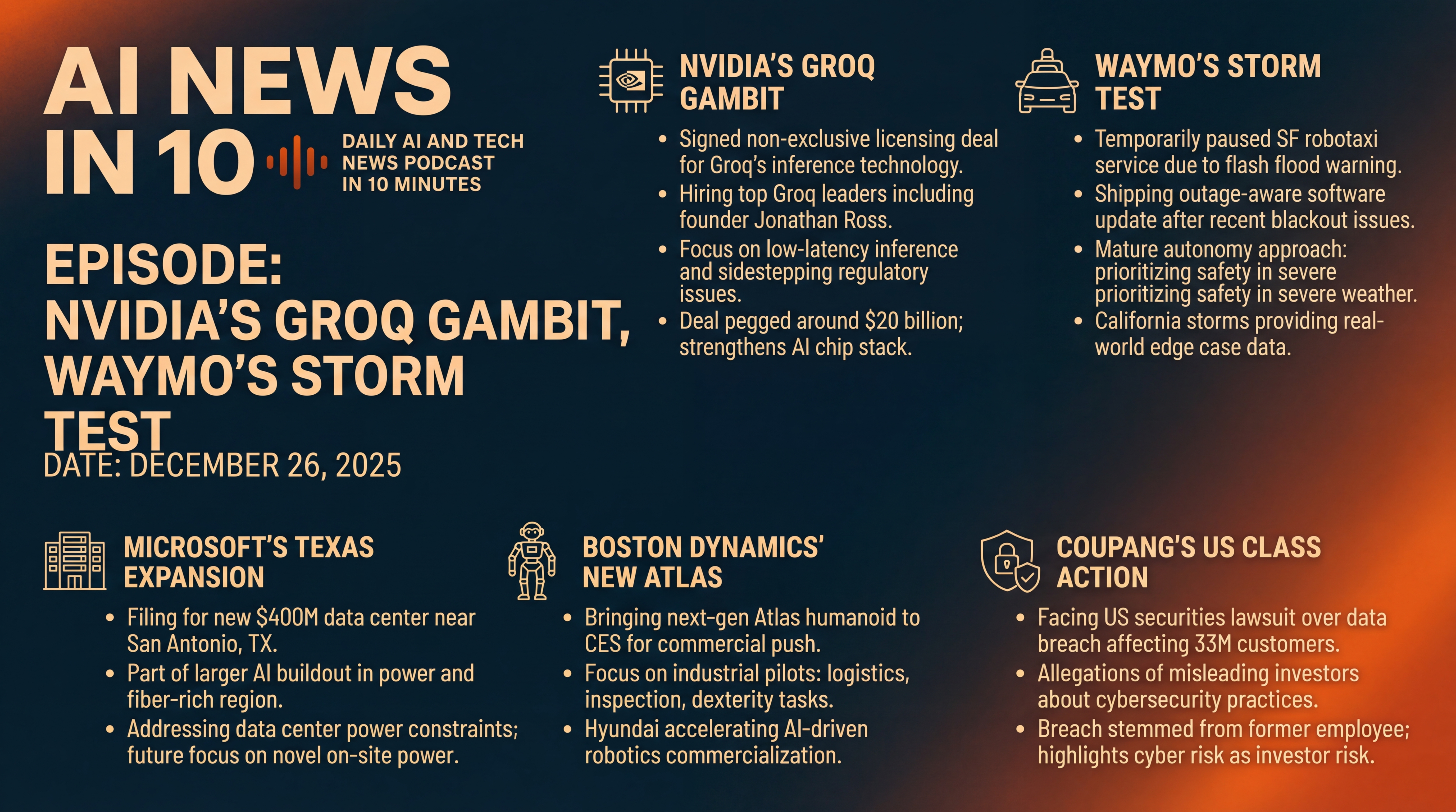 Infographic for Nvidia’s Groq Gambit, Waymo’s Storm Test