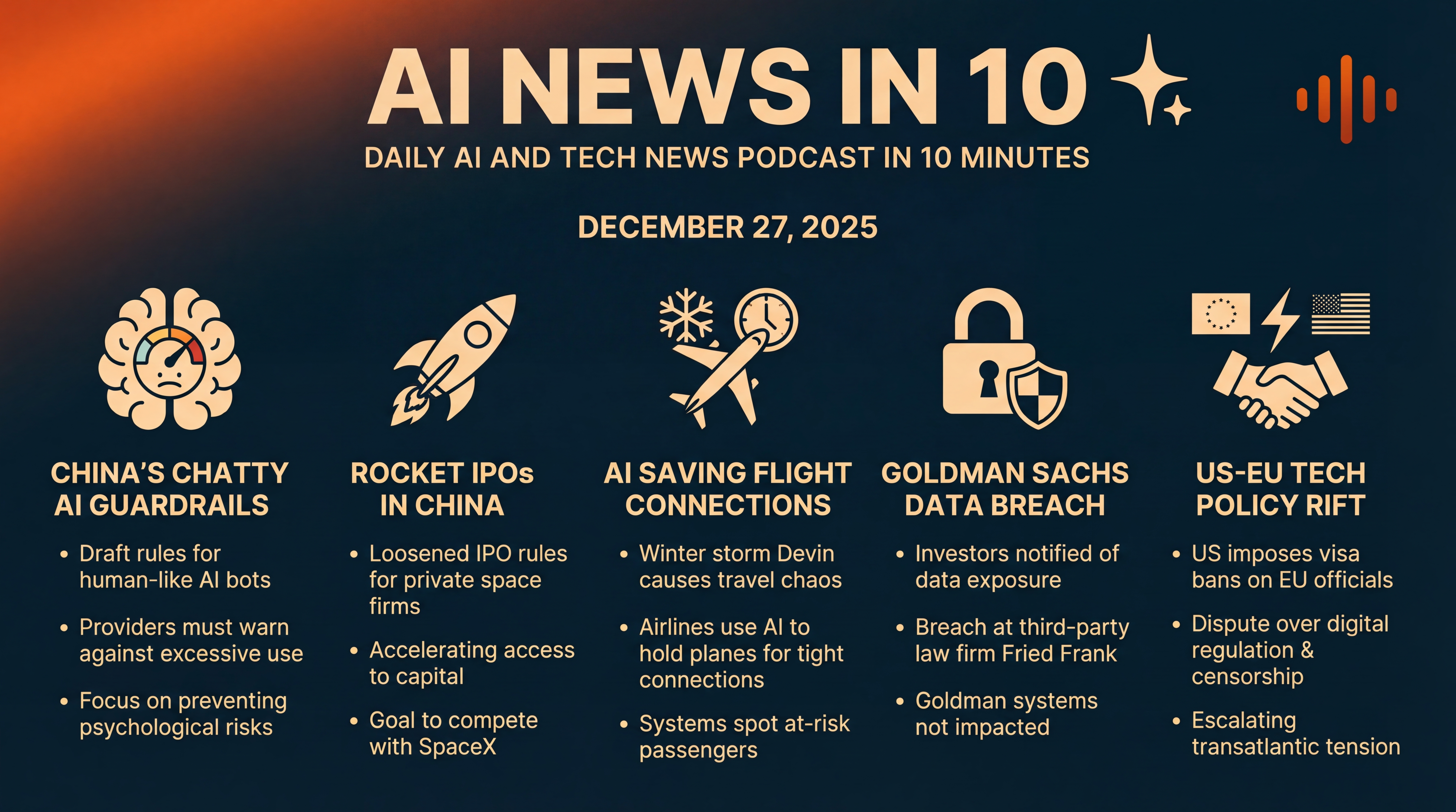 Infographic for Chatty AI Guardrails, Rocket IPOs, Stormy Skies