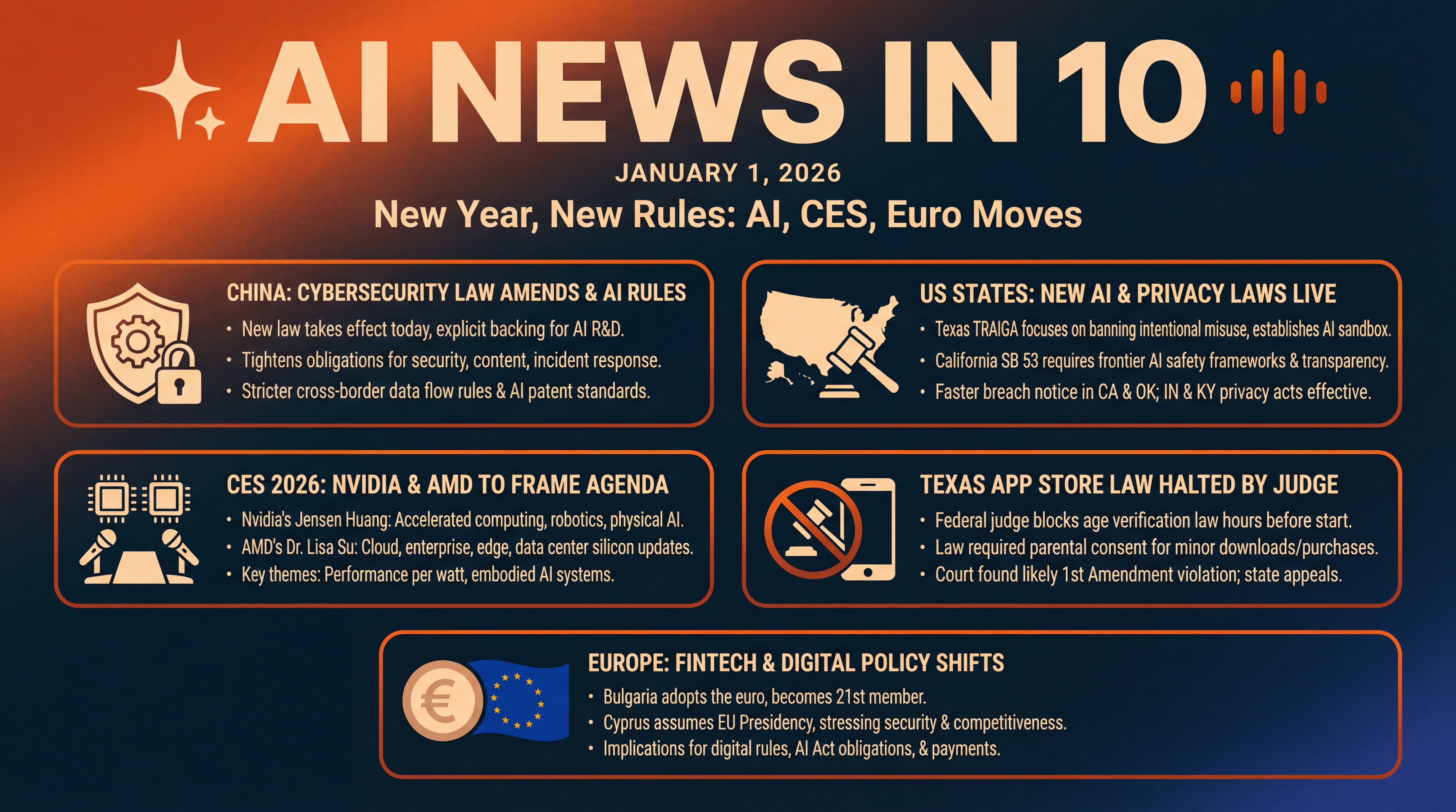 Infographic for New Year, New Rules: AI, CES, Euro Moves