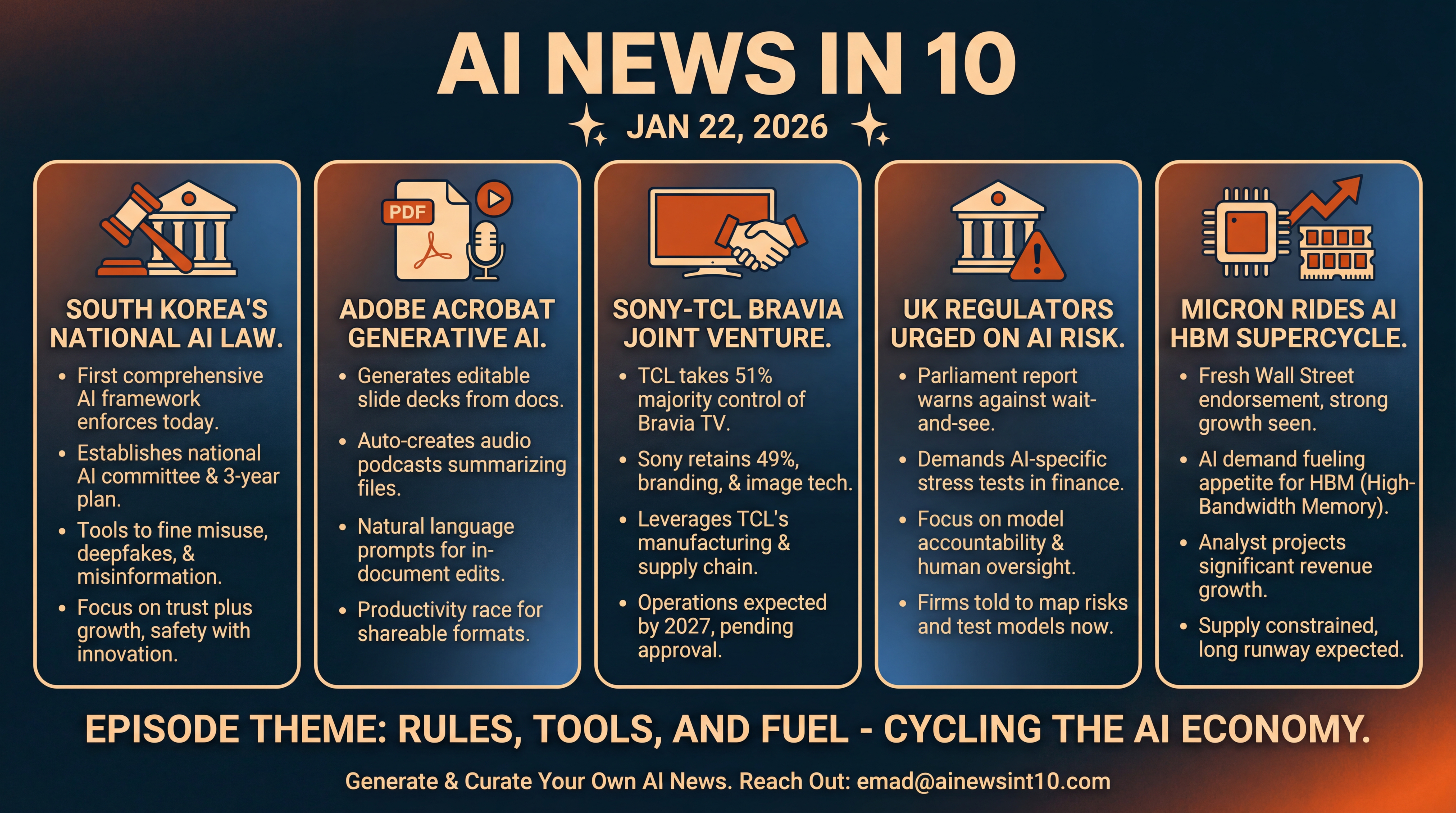 Infographic for Rules, Tools, and Fuel: Today in AI