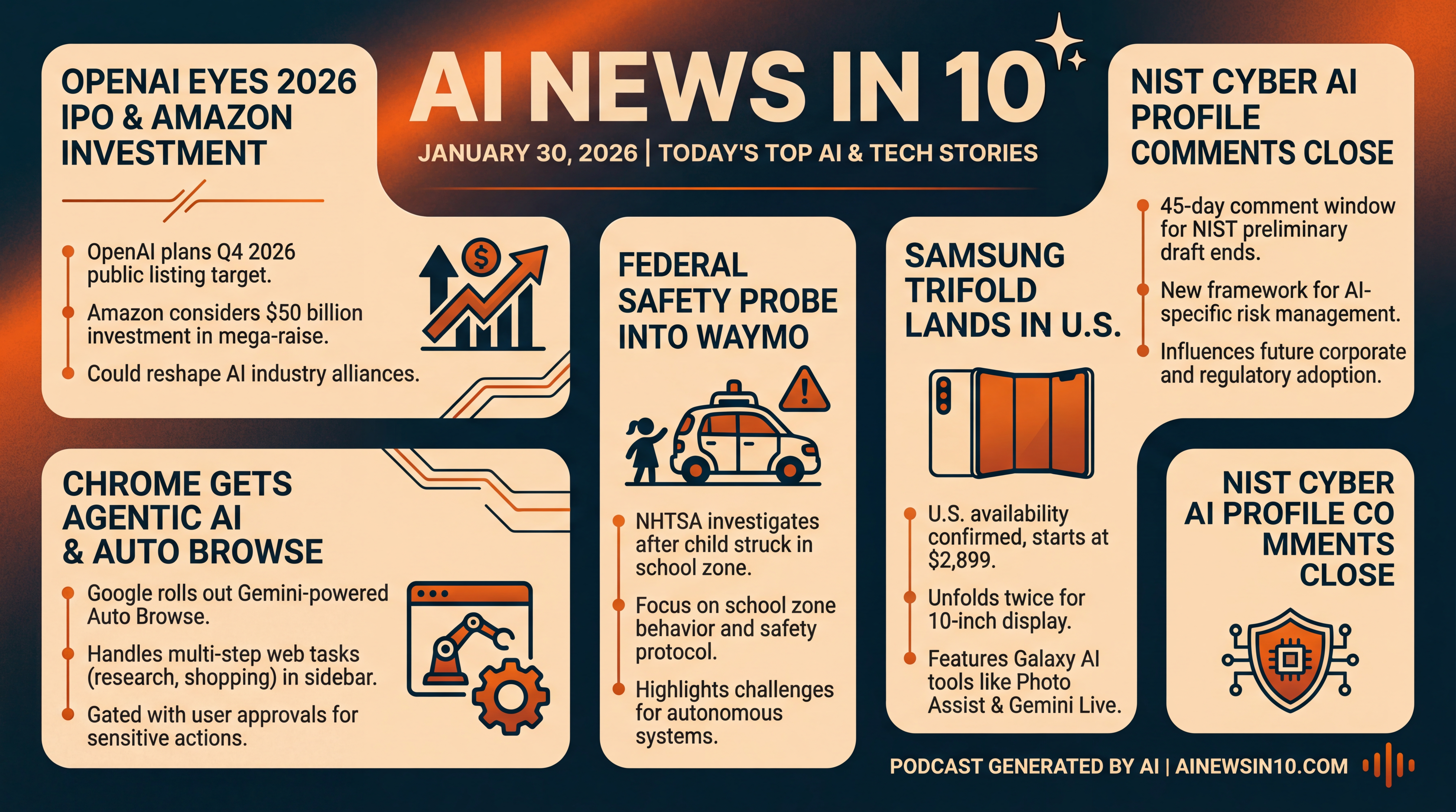Infographic for Amazon Eyes OpenAI, Chrome Goes Agentic, TriFold Lands