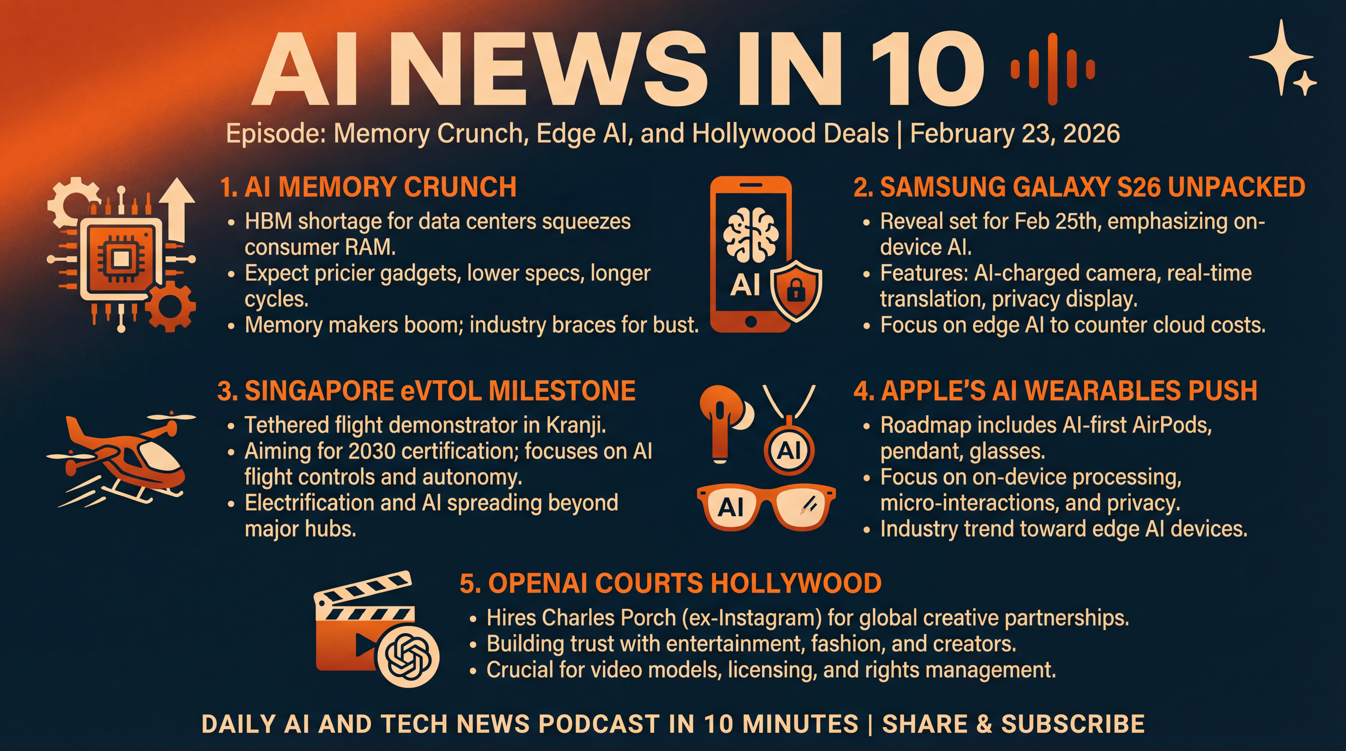 Infographic for Memory Crunch, Edge AI, and Hollywood Deals
