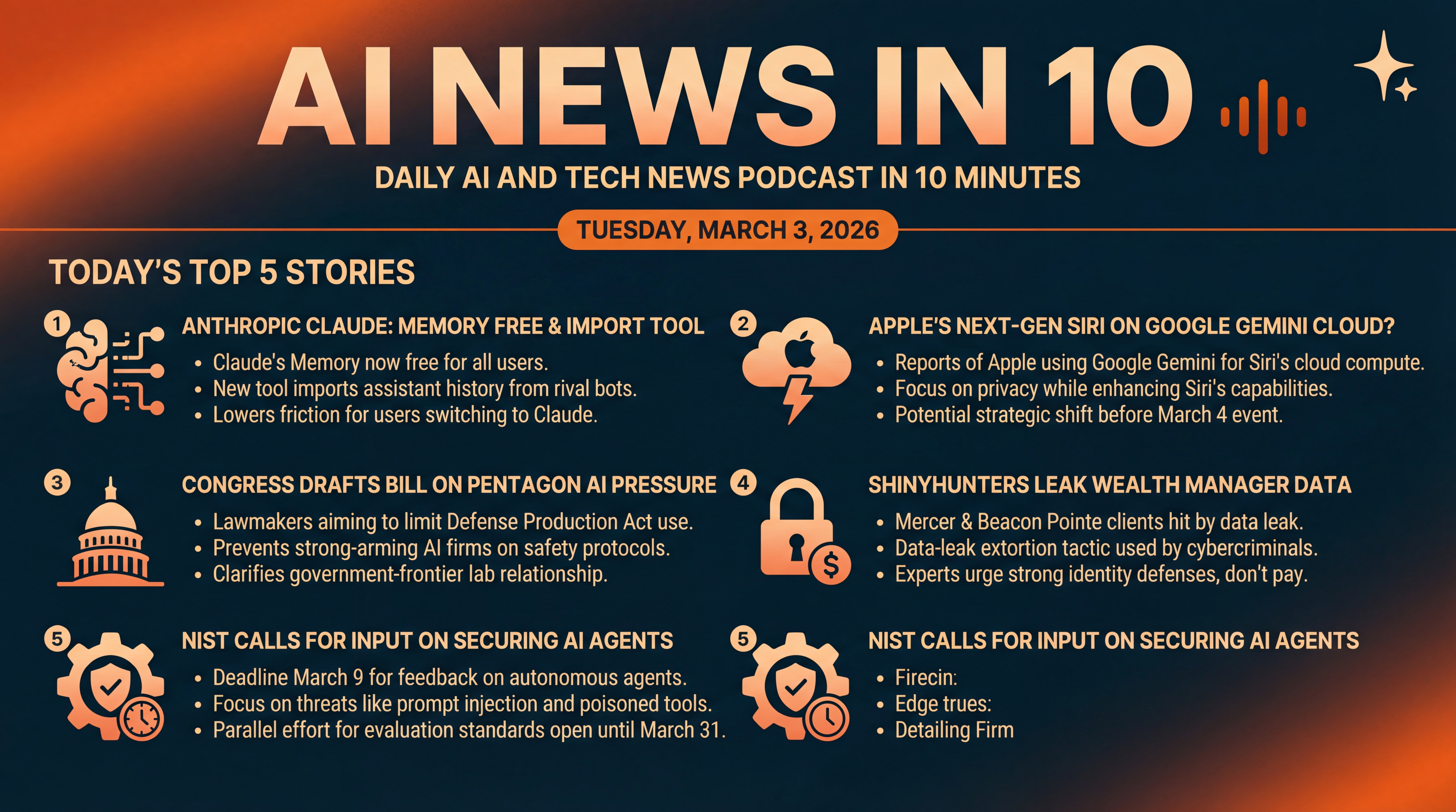 Infographic for Siri on Gemini, Claude Memory Goes Free