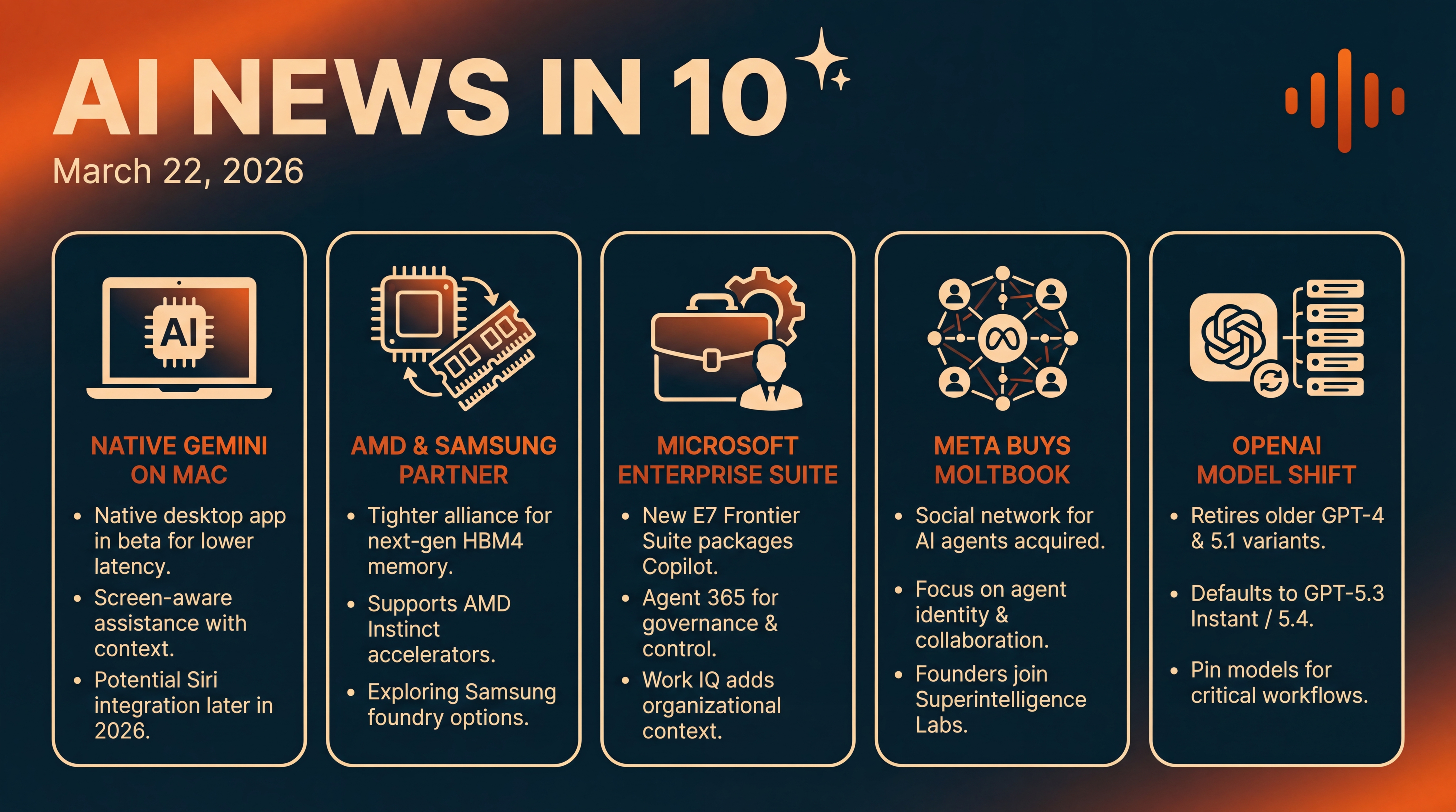 Infographic for Native Gemini, Agent Governance, and Model Shakeups