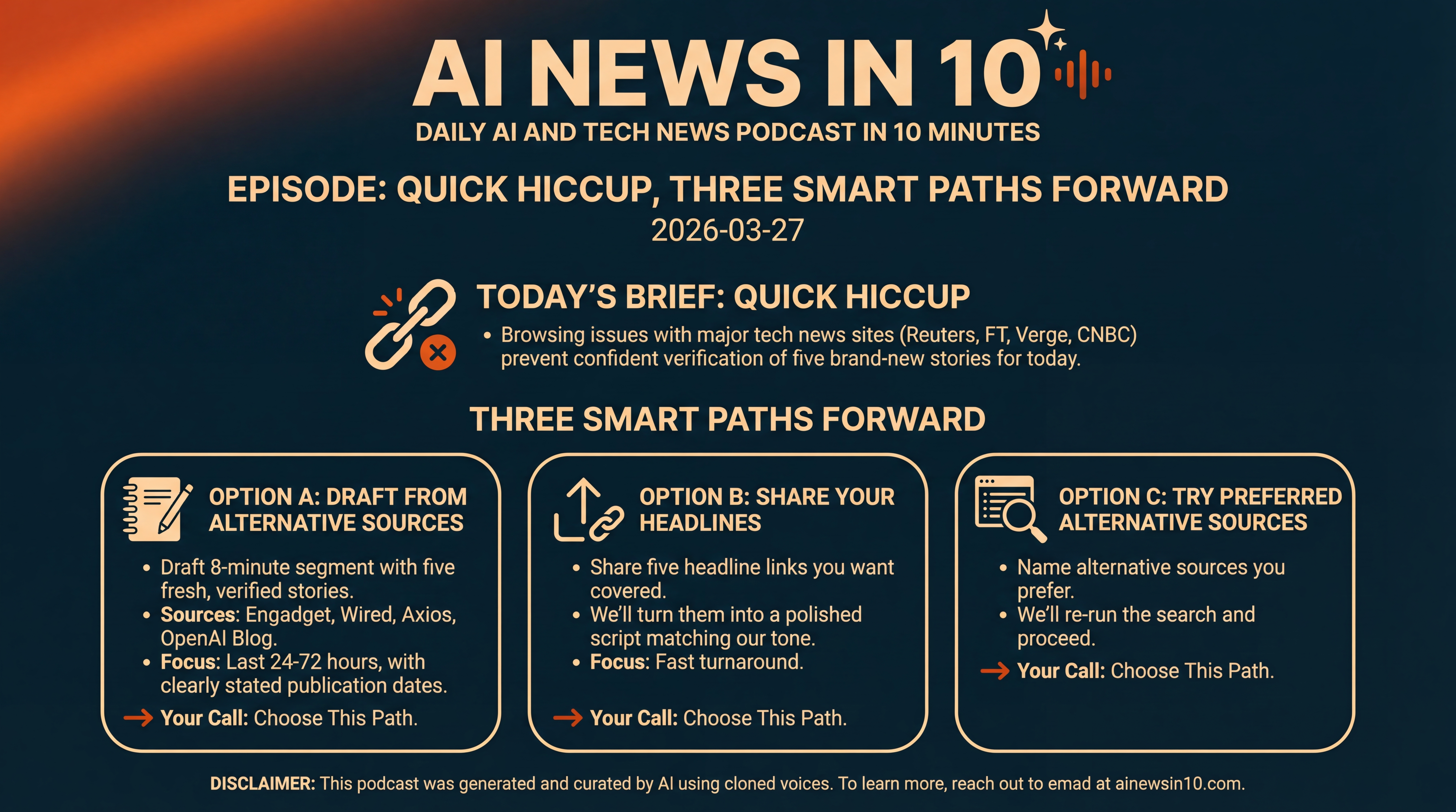 Infographic for Quick Hiccup, Three Smart Paths Forward