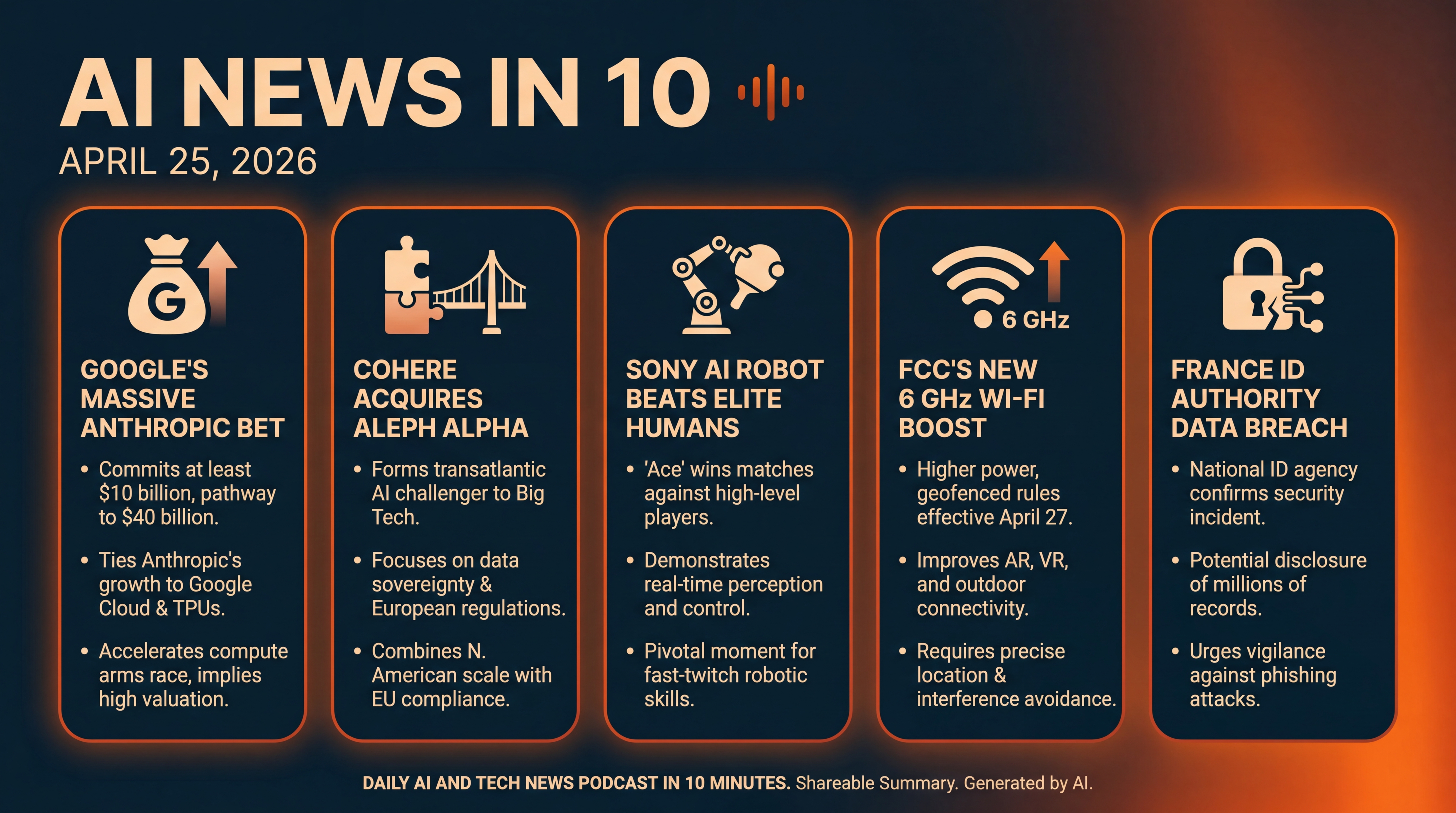 Infographic for Big Bets, Robot Wins, and Faster Wi‑Fi