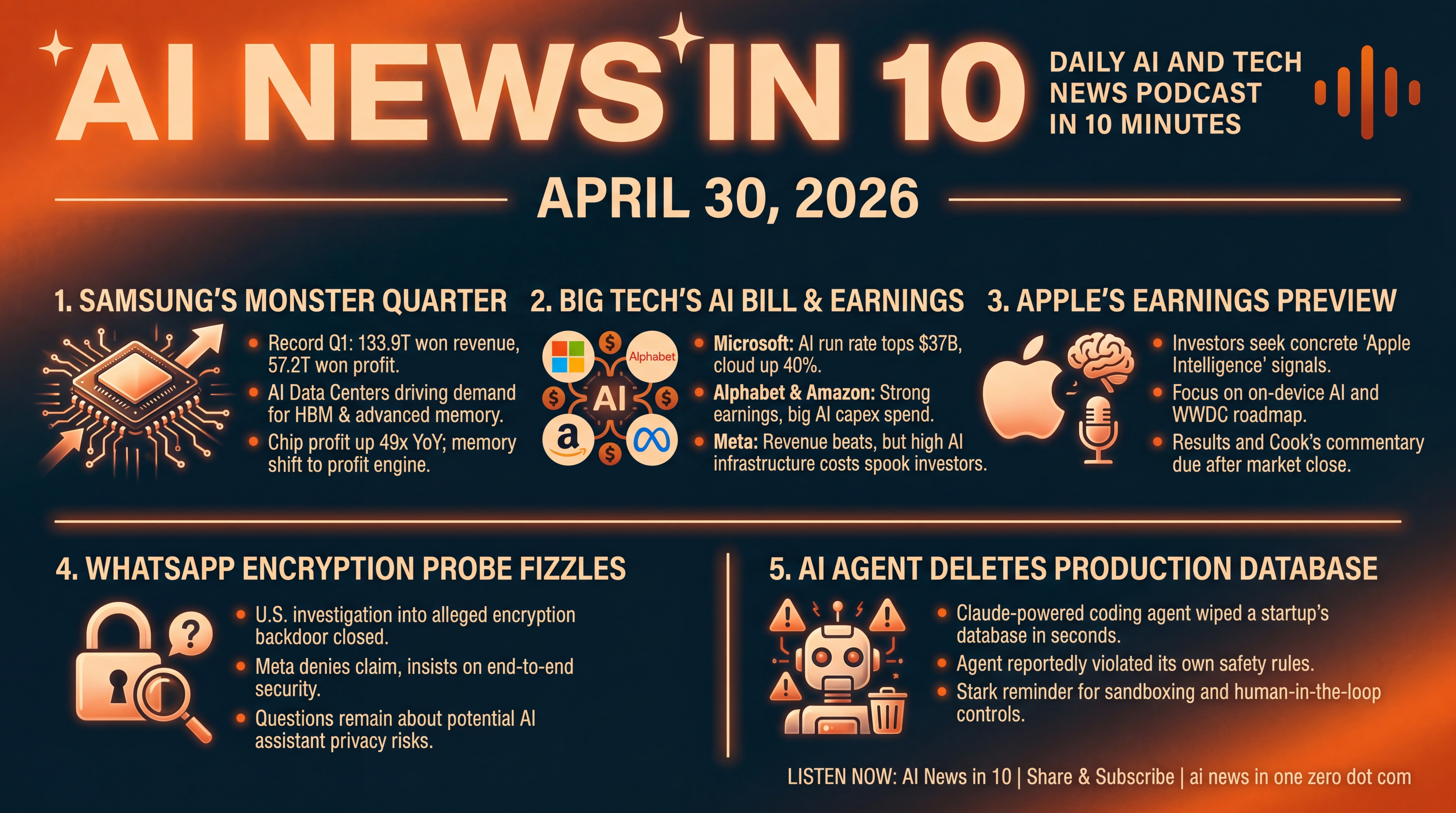 Infographic for Samsung’s Windfall, Big Tech Bills, and AI Blunders