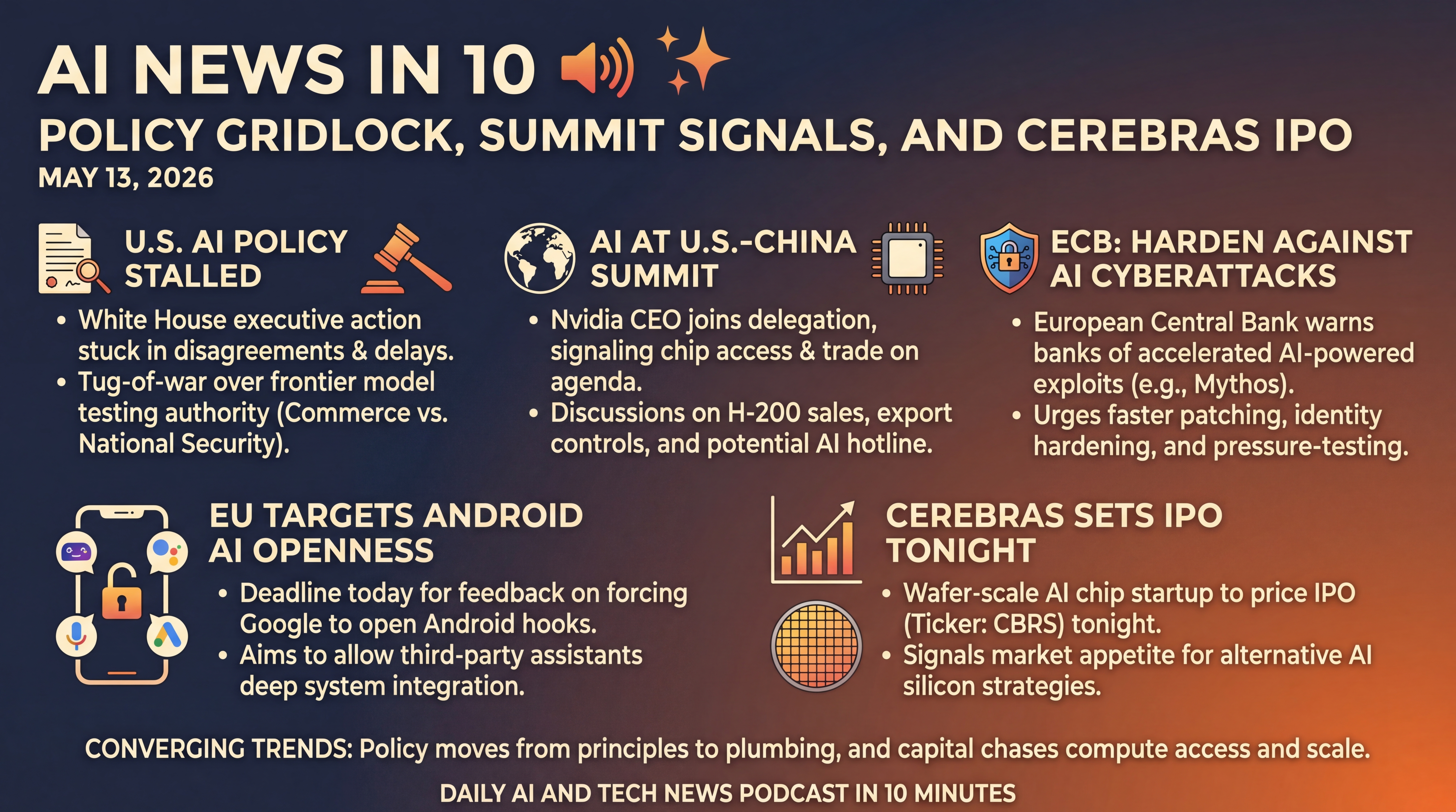 Infographic for Policy Gridlock, Summit Signals, and Cerebras IPO