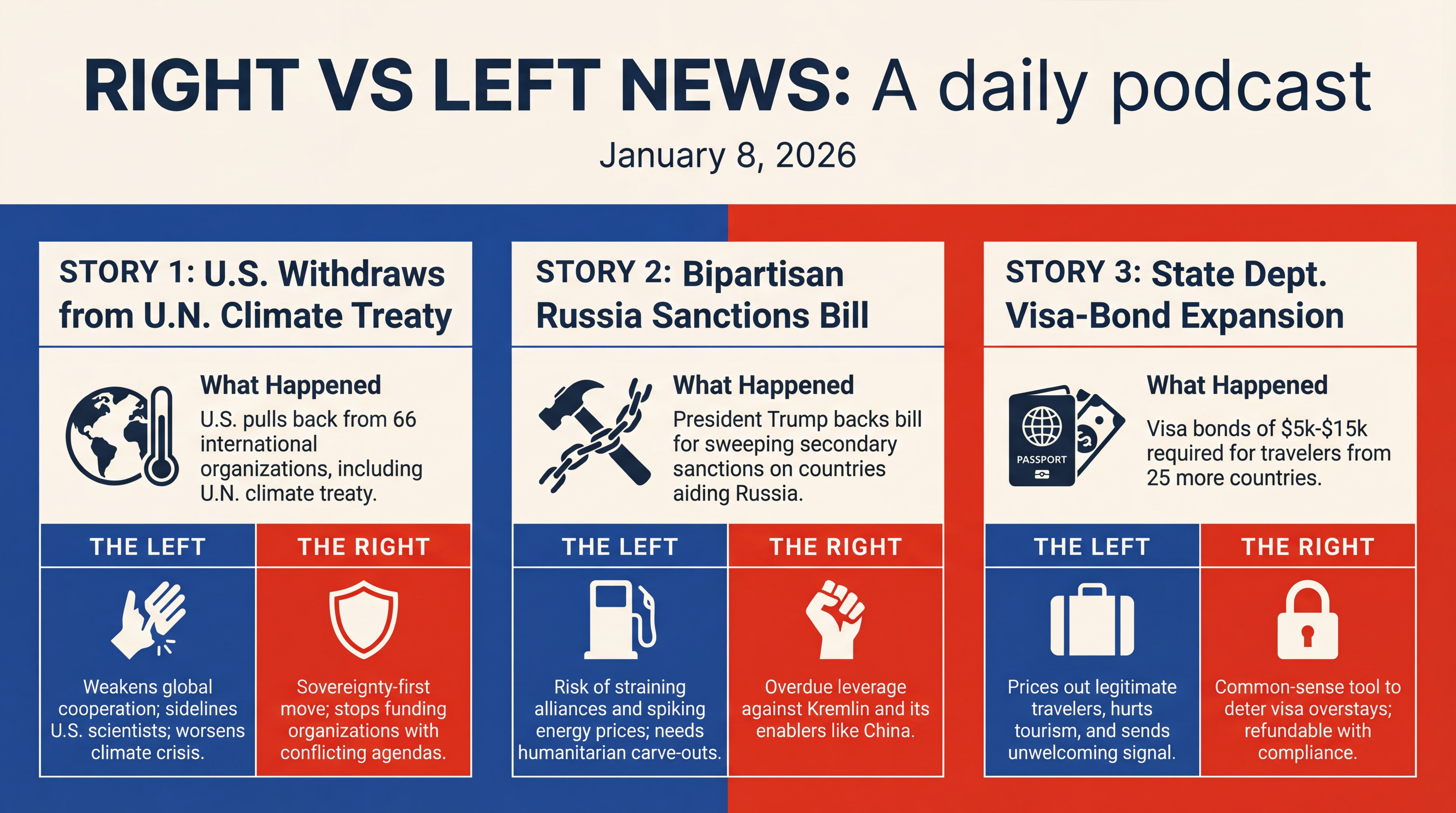 Infographic for Global Pullback, Sanctions Sledgehammer, Visa Bonds, Texas Bar