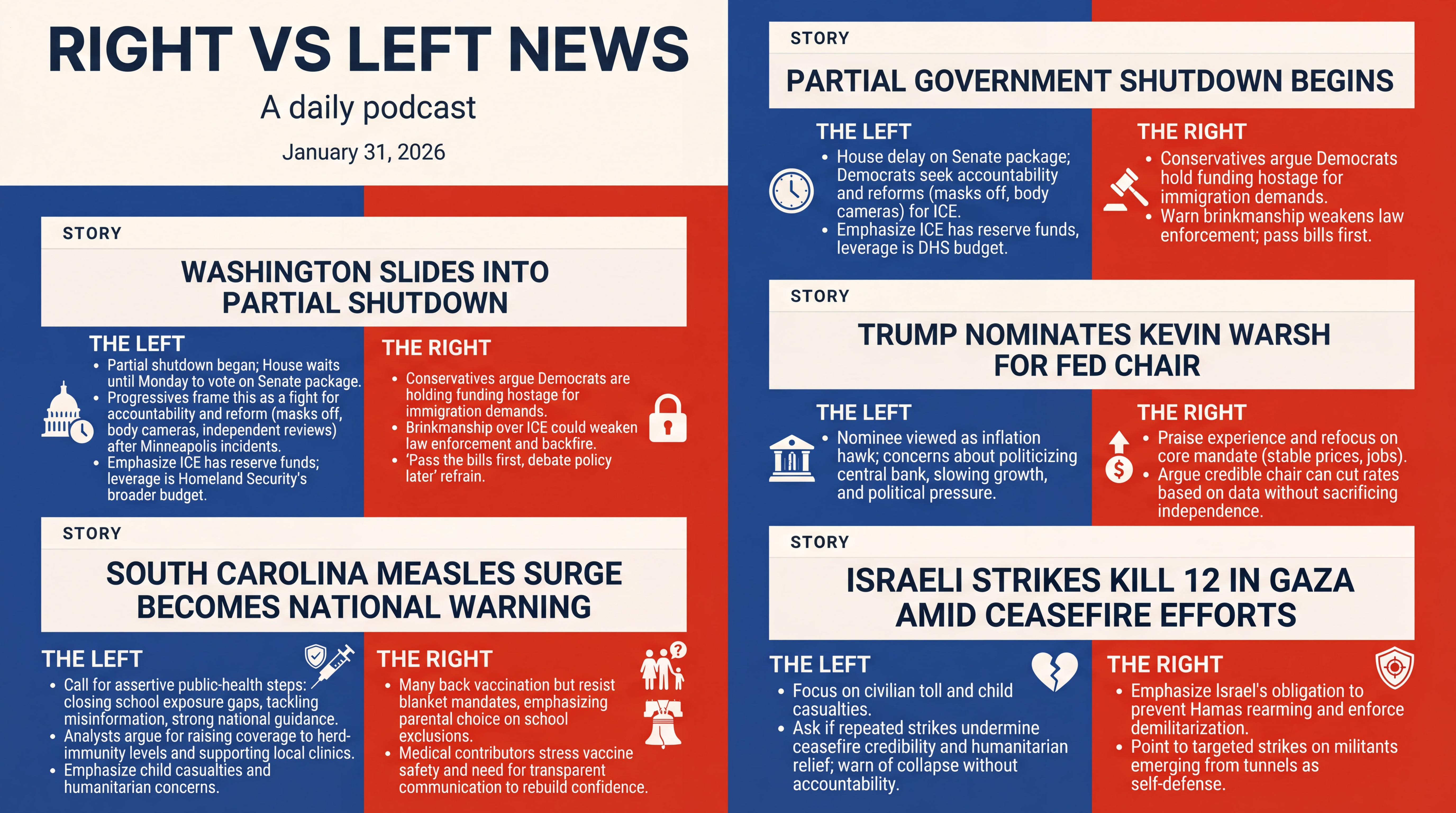 Infographic for Shutdown Weekend, Fed Showdown, Measles Surge