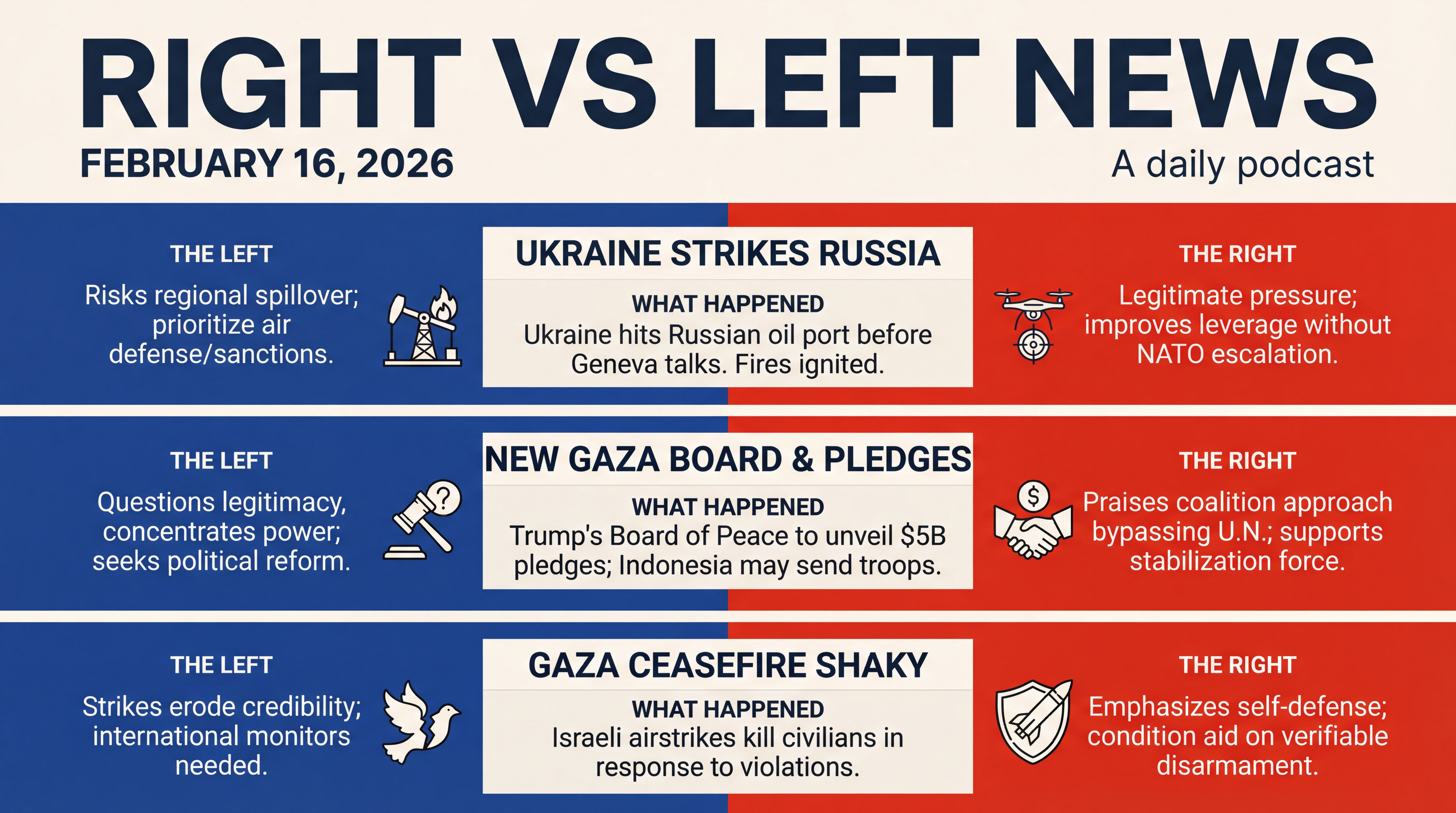 Infographic for Geneva Crossroads: Drones, Gaza, and Crypto