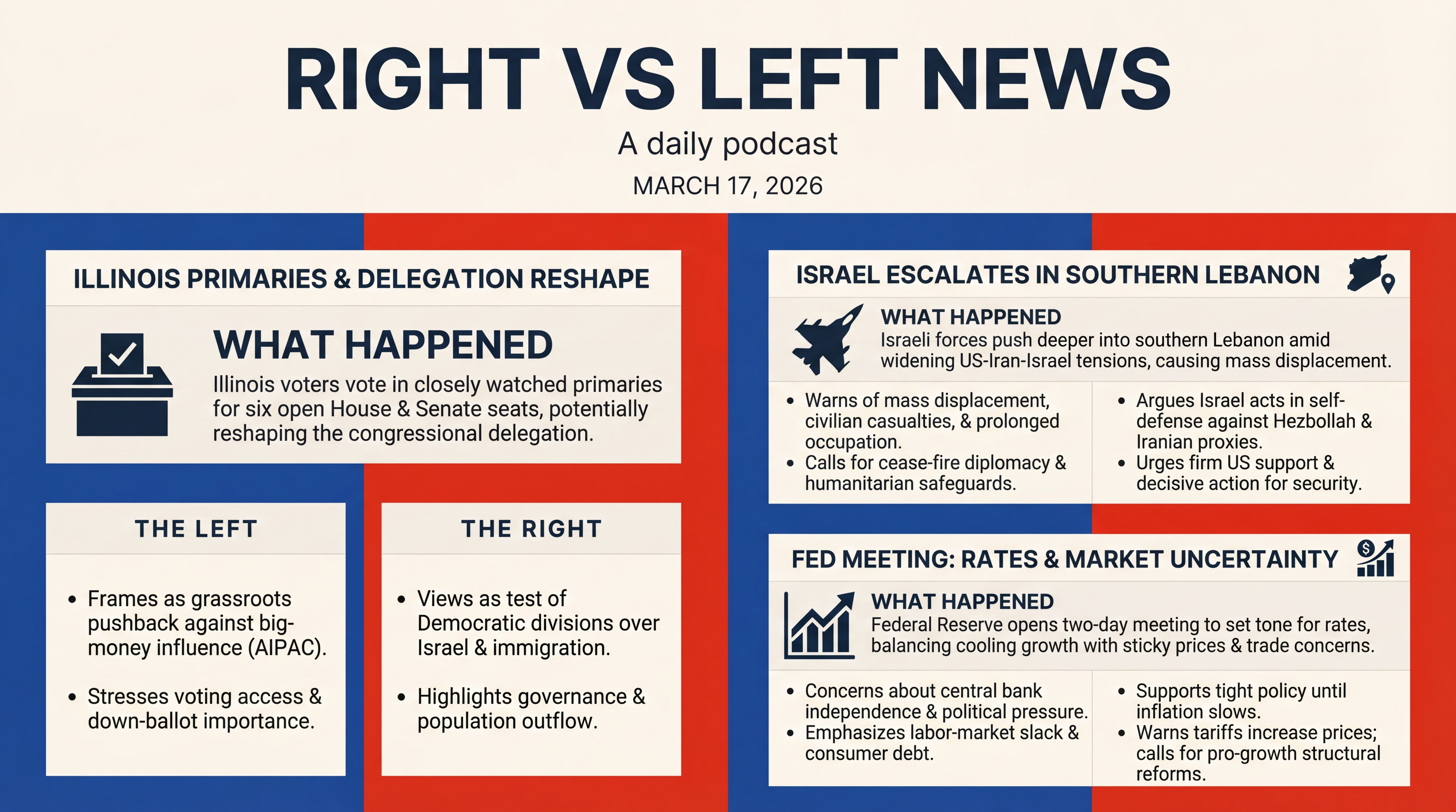 Infographic for Illinois Votes, Lebanon Escalates, Markets Hold Breath