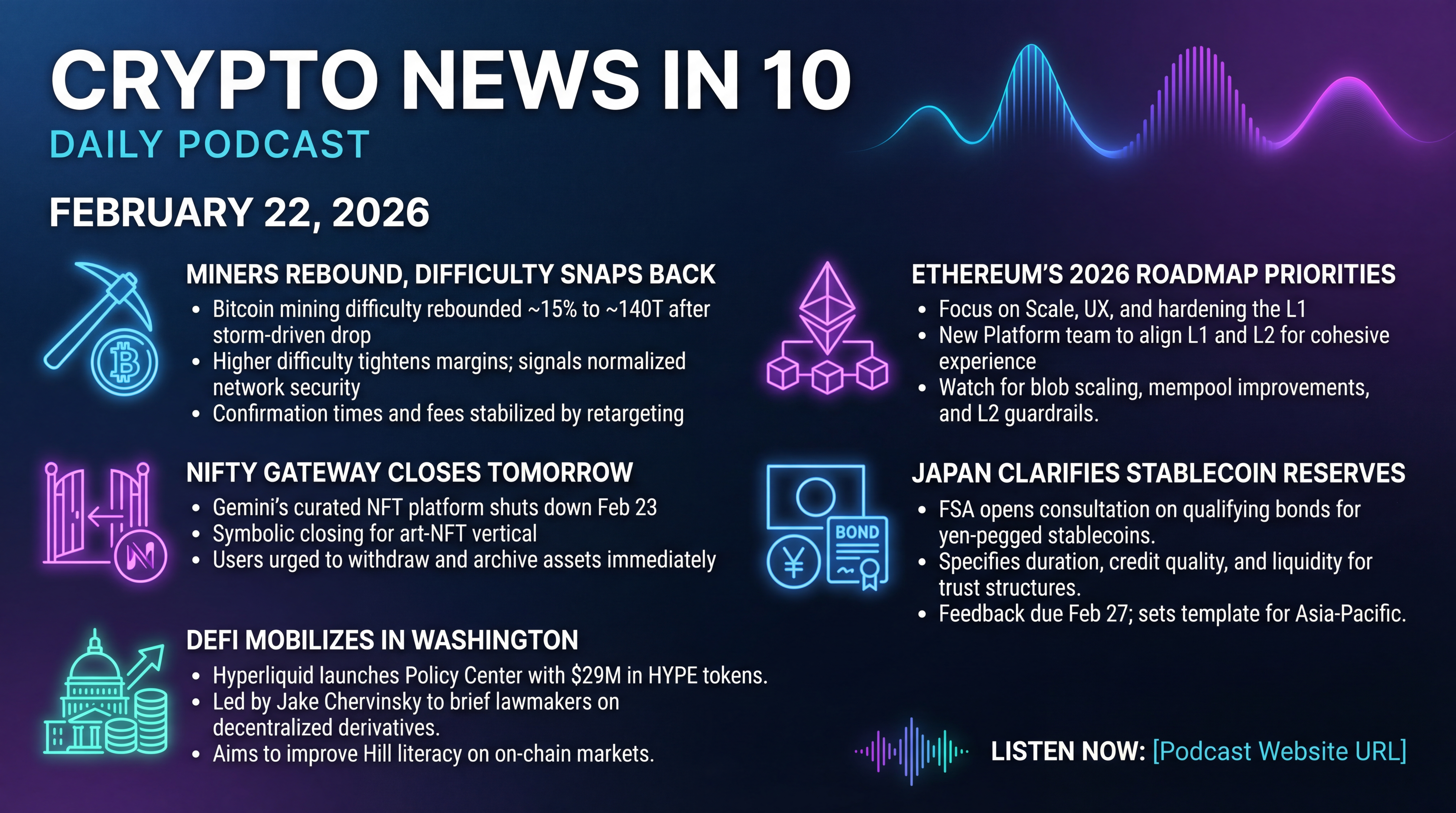 Infographic for Miners Rebound, Nifty Gateway Closes, DeFi Mobilizes
