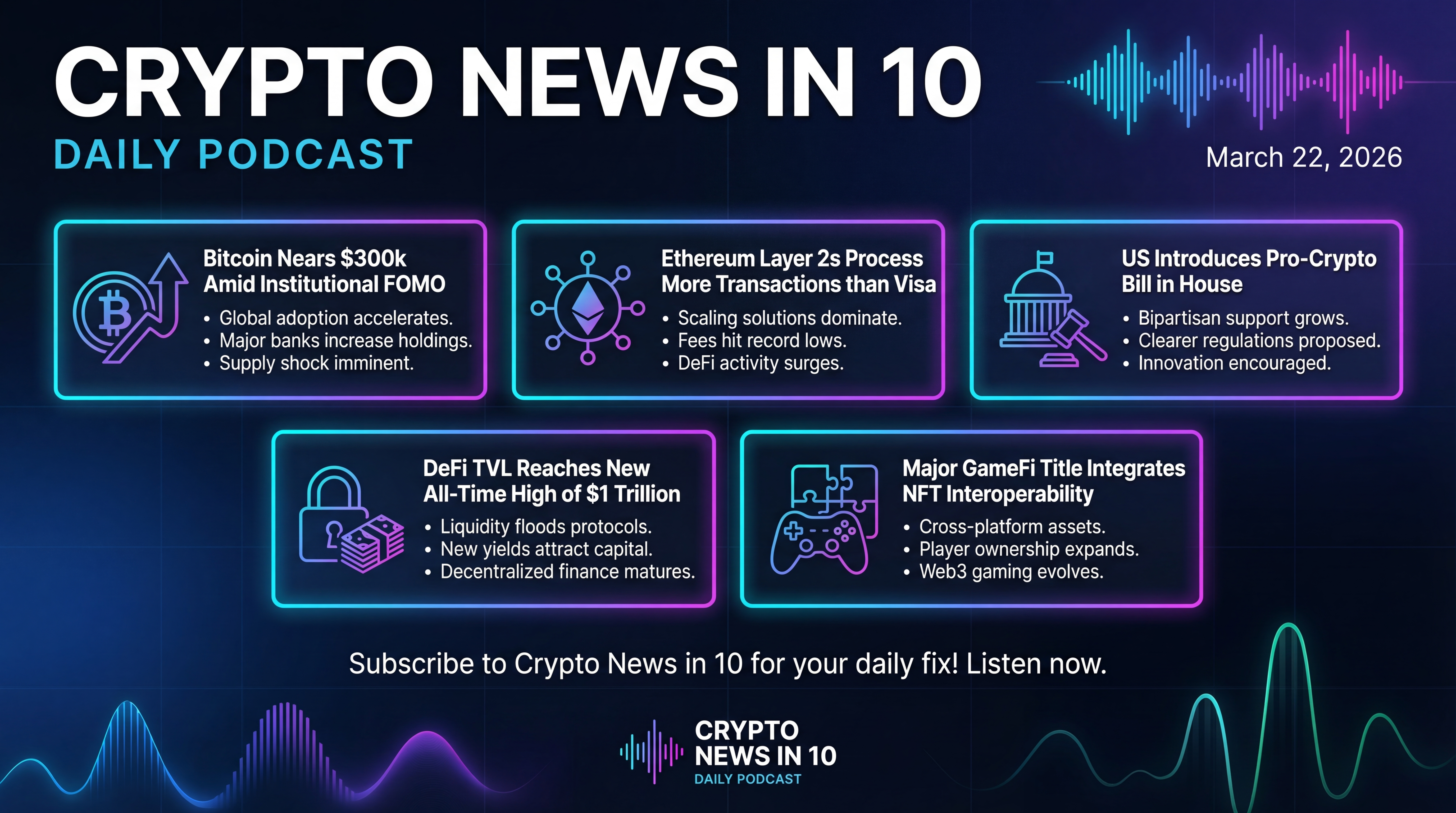 Infographic for Five Fresh Crypto Headlines, No Filler